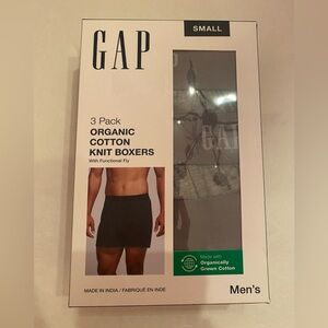 NWT Gap Men’s 3 Pack Organic Cotton Knit Boxers with Functional Fly Small 30-31